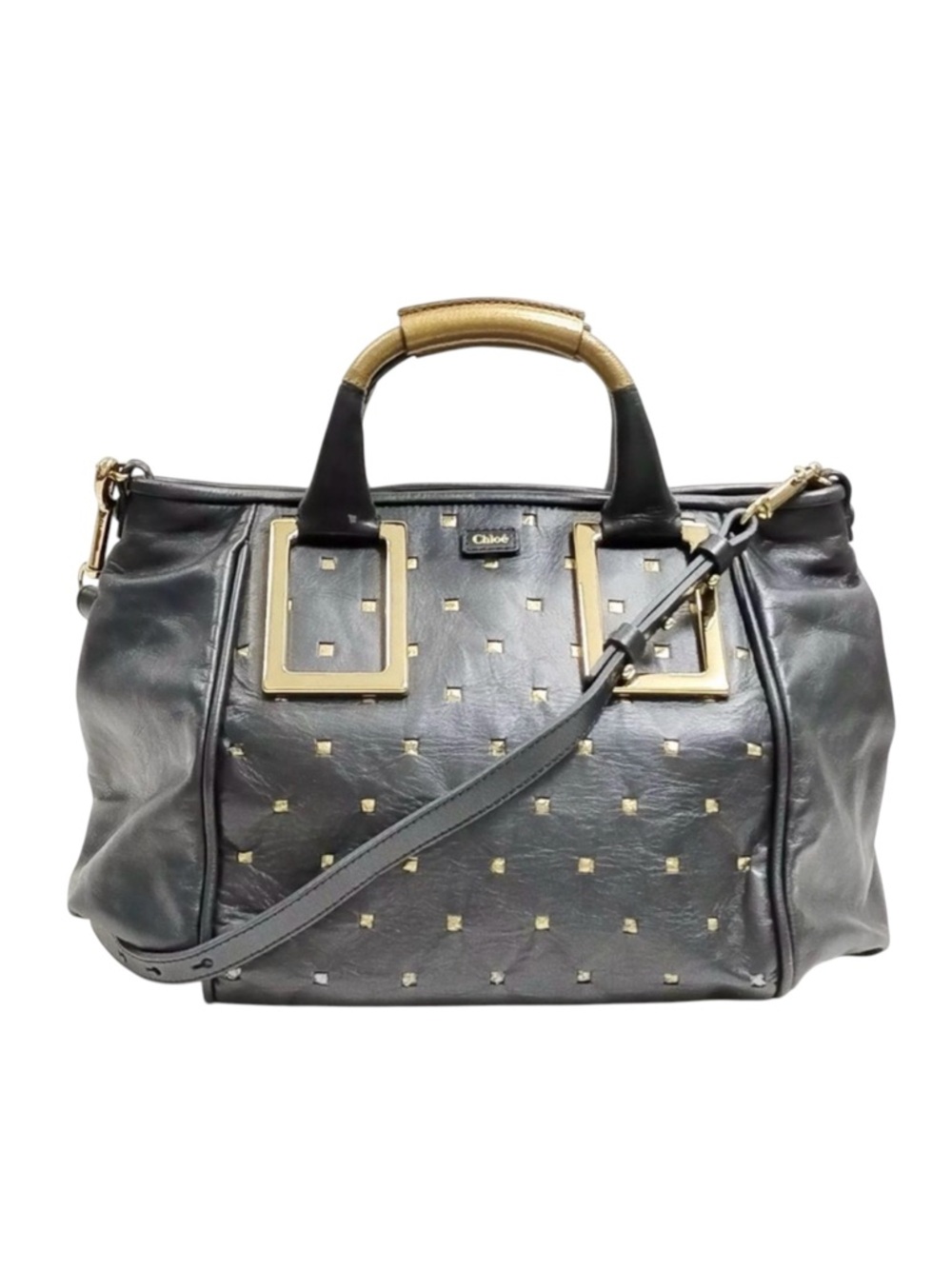 Auth Chloe Black Leather Ethel Tote Bag for